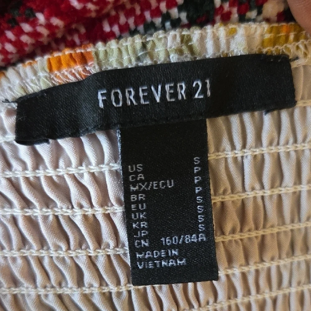 Forever 21 Floral Tiered Dress - Orange and Green - Picture 3 of 4